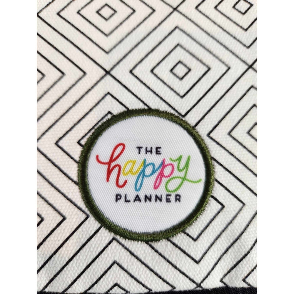 The Happy Planner Pencil Pouch Unisex OS White‎ Black Geometric Diamond Canvas